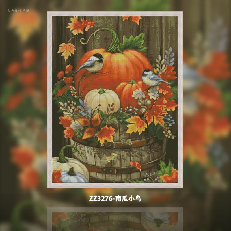 Cross Stitch Stamped Kits Beginners - [ZZ3276-Oiseau citrouille] | Kit de point