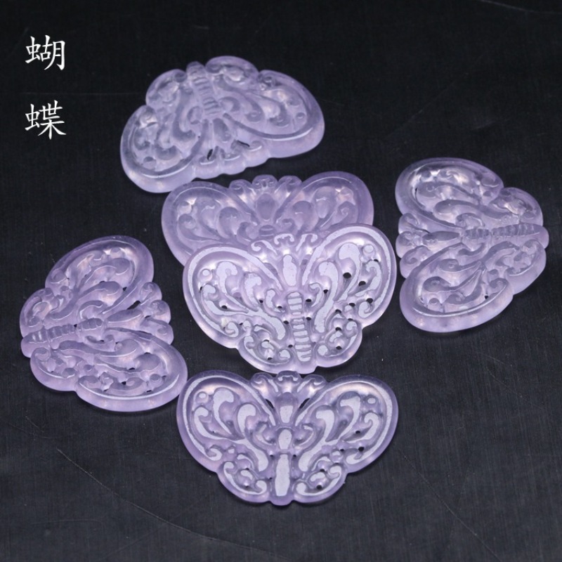 Beading - Pendentifs papillon en Jade violet naturel,