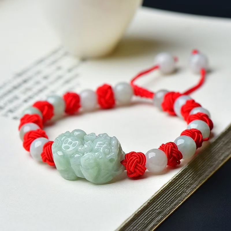 Beading - Bracelet Pixiu en jadéite birmane naturelle,
