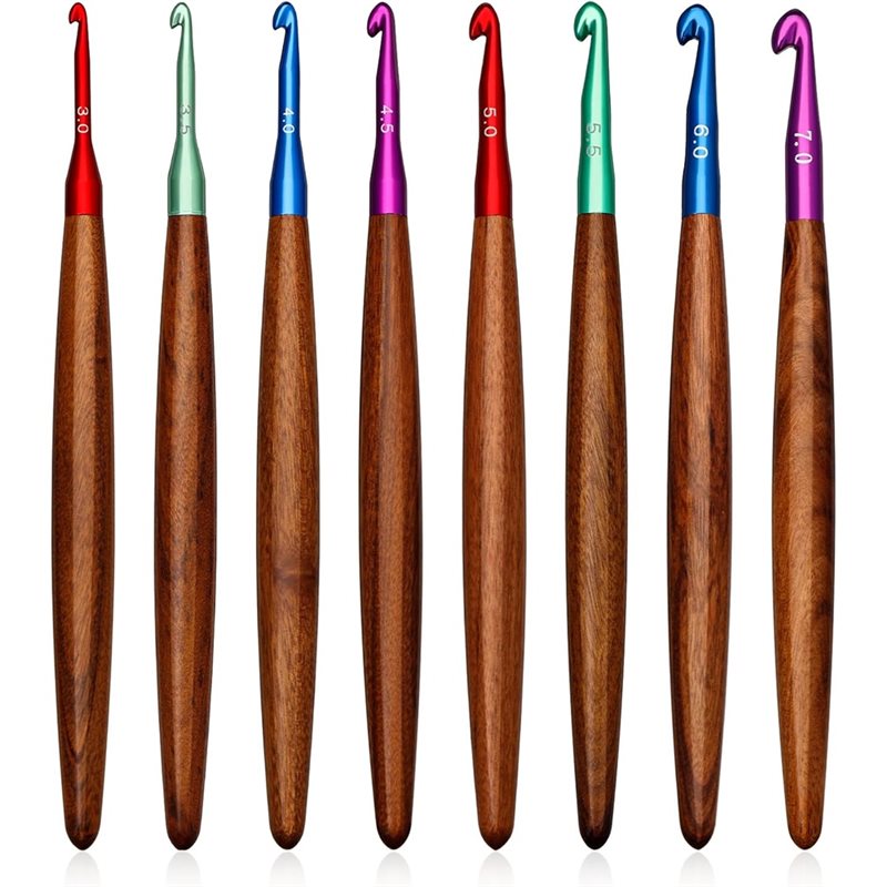 Wooden Crochet Hooks Ergonomic Handle - AB34-crochets en aluminium avec manche en