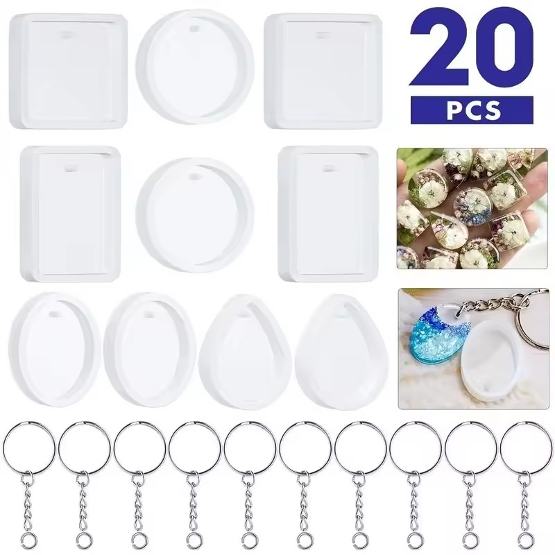 Silicone Epoxy Resin Molds Set - Kit de 20 moules en silicone