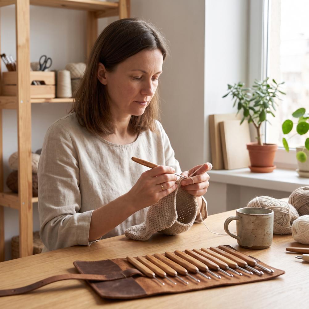 Ensemble d'aiguilles à crochet - Wooden Crochet Hooks Ergonomic Handle avis et prix
