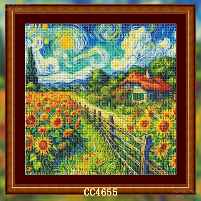 [[CC4656-Série Van Gogh Ferme  - Cross Stitch Stamped Kits Beginners avis et prix