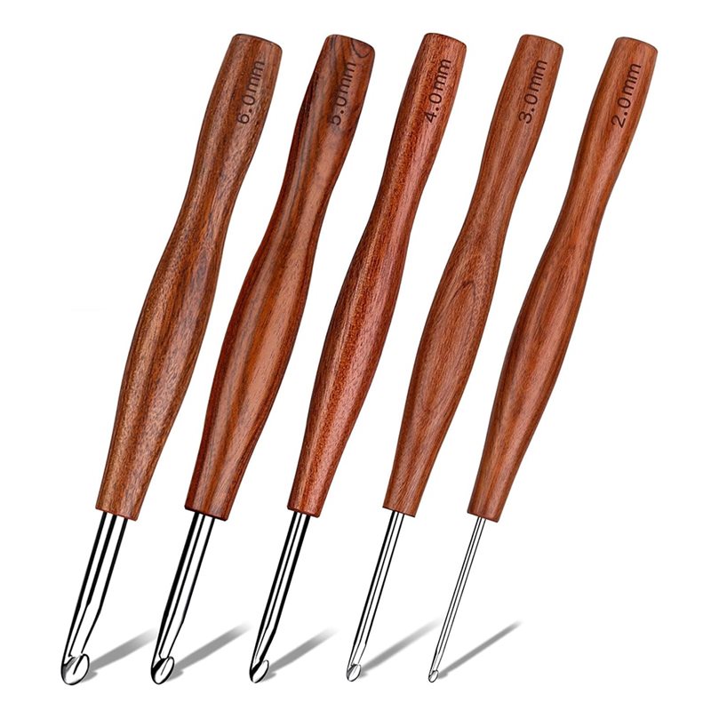 AS94-5, ensemble de 5 crochets - Wooden Crochet Hooks Ergonomic Handle avis et prix